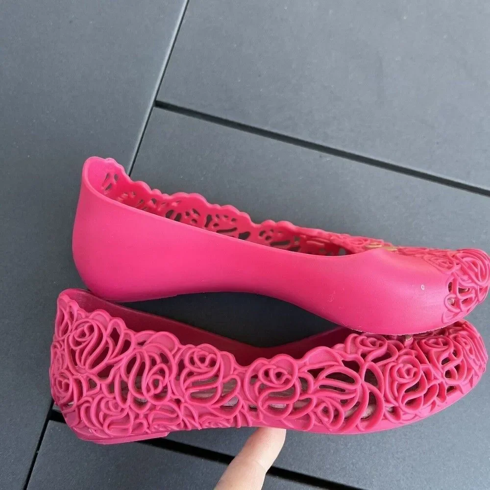 Grendene Kids Barbie Floral Pink Slip On Jelly Flats Shoes Toddler Girls Size 9